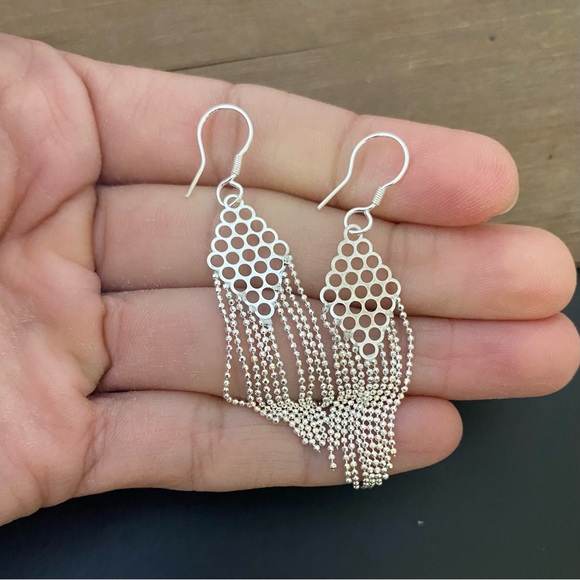 925 STERLING SILVER Small FOLKLORIC FILIGREE EARRINGS From Mexico Aretes - Picture 7 of 7